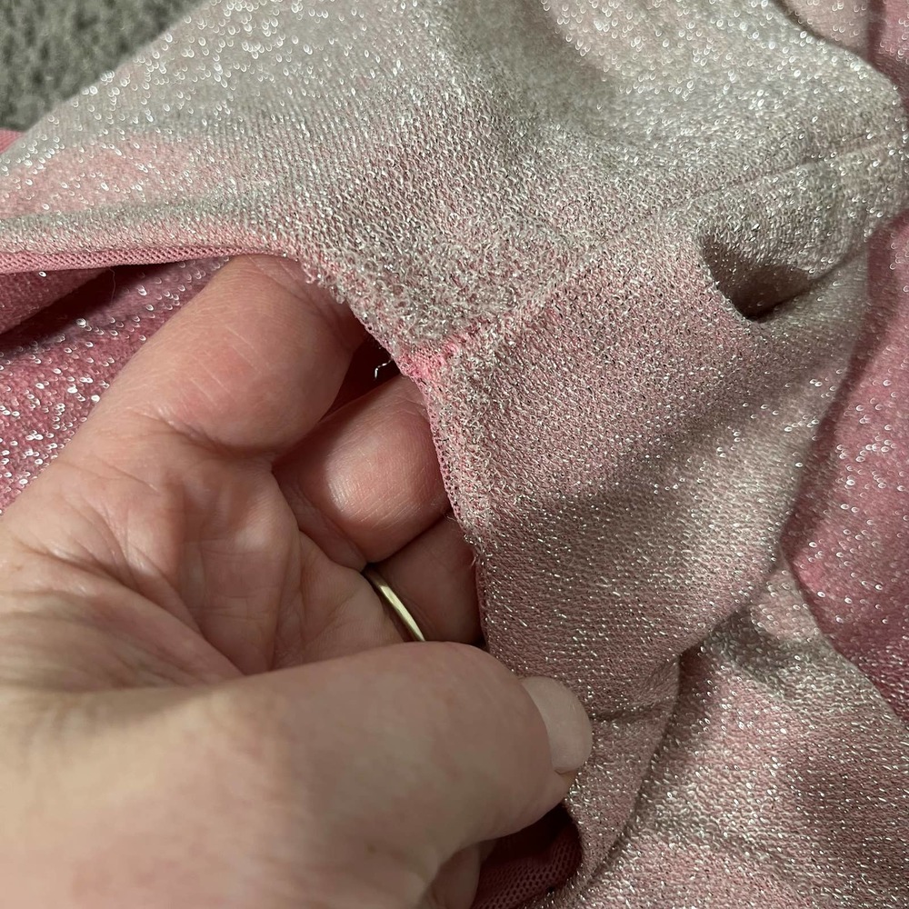 Naked Wardrobe Pink and Cream Jumpsuit Sparkle Colorblock - Picture 8 of 9